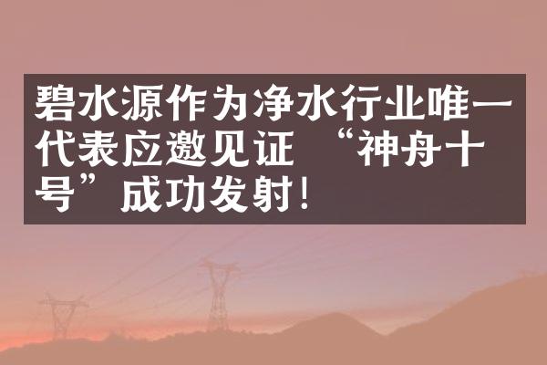 碧水源作为净水行业唯一代表应邀见证 &ldquo;神舟十二号&rdquo;成功发射！